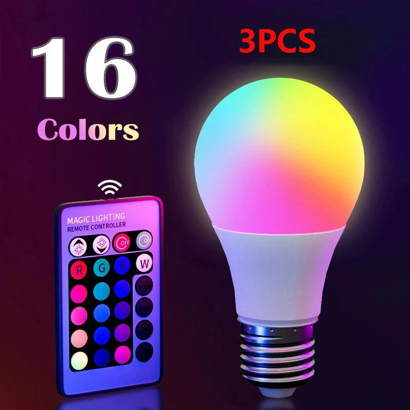 16 Farben RGB Glühbirne LED Mehrfarbig E27 220V Haushaltsbeleuchtung Dimmbar 24 Tasten Fernbedienung Intelligente Lampe Stimmungslicht