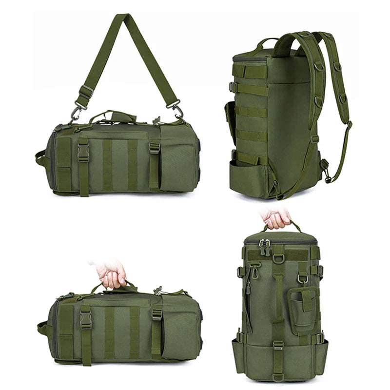 Taktischer Angelrucksack, Gerätetasche mit Rutenhaltern, Angelausrüstung, Molle, Camping, Wandern, Multifunktionale Outdoor-Tasche