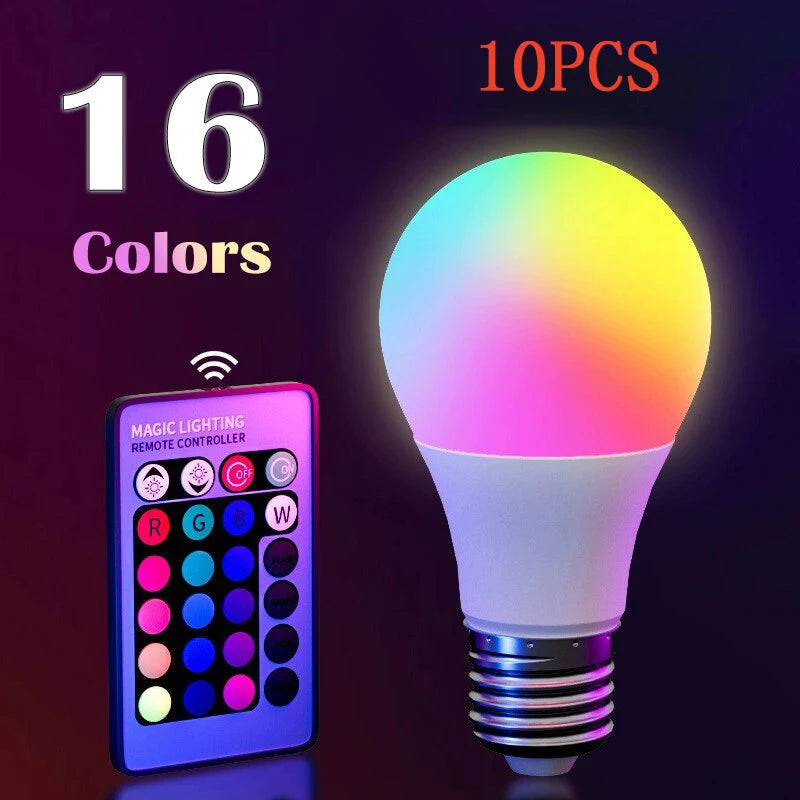 16 Farben RGB Glühbirne LED Mehrfarbig E27 220V Haushaltsbeleuchtung Dimmbar 24 Tasten Fernbedienung Intelligente Lampe Stimmungslicht