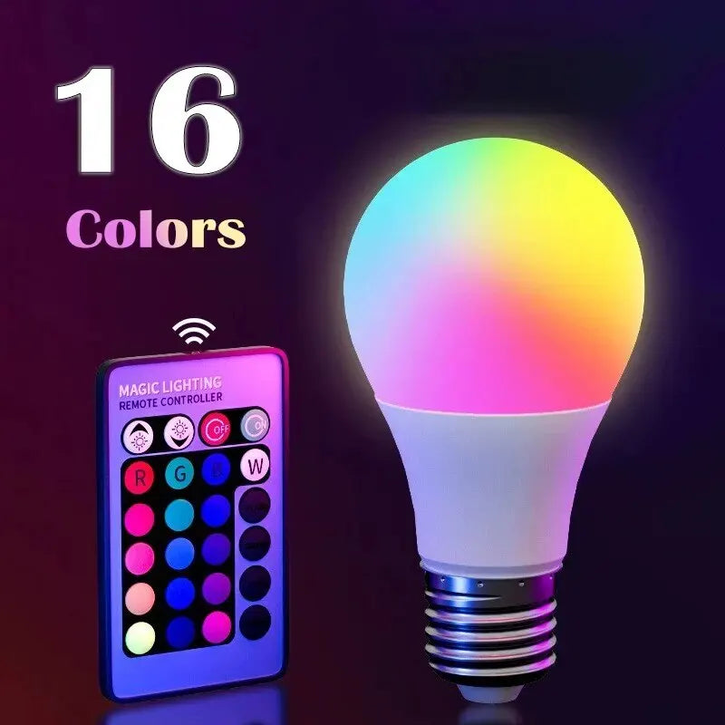 16 Farben RGB Glühbirne LED Mehrfarbig E27 220V Haushaltsbeleuchtung Dimmbar 24 Tasten Fernbedienung Intelligente Lampe Stimmungslicht