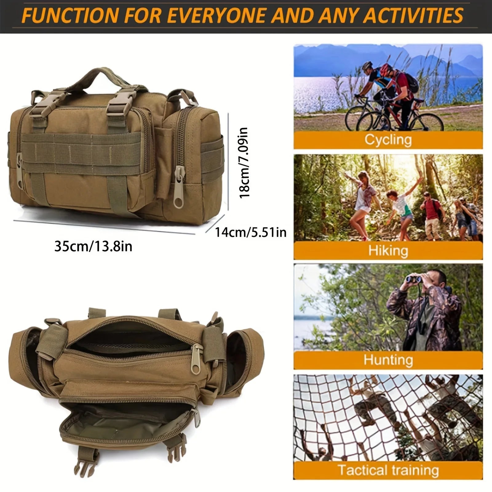 Multifunktionale Outdoor Sport Bauchtasche Aufbewahrung Hüfttasche für Angel-, Lauf- und Fotoausrüstung