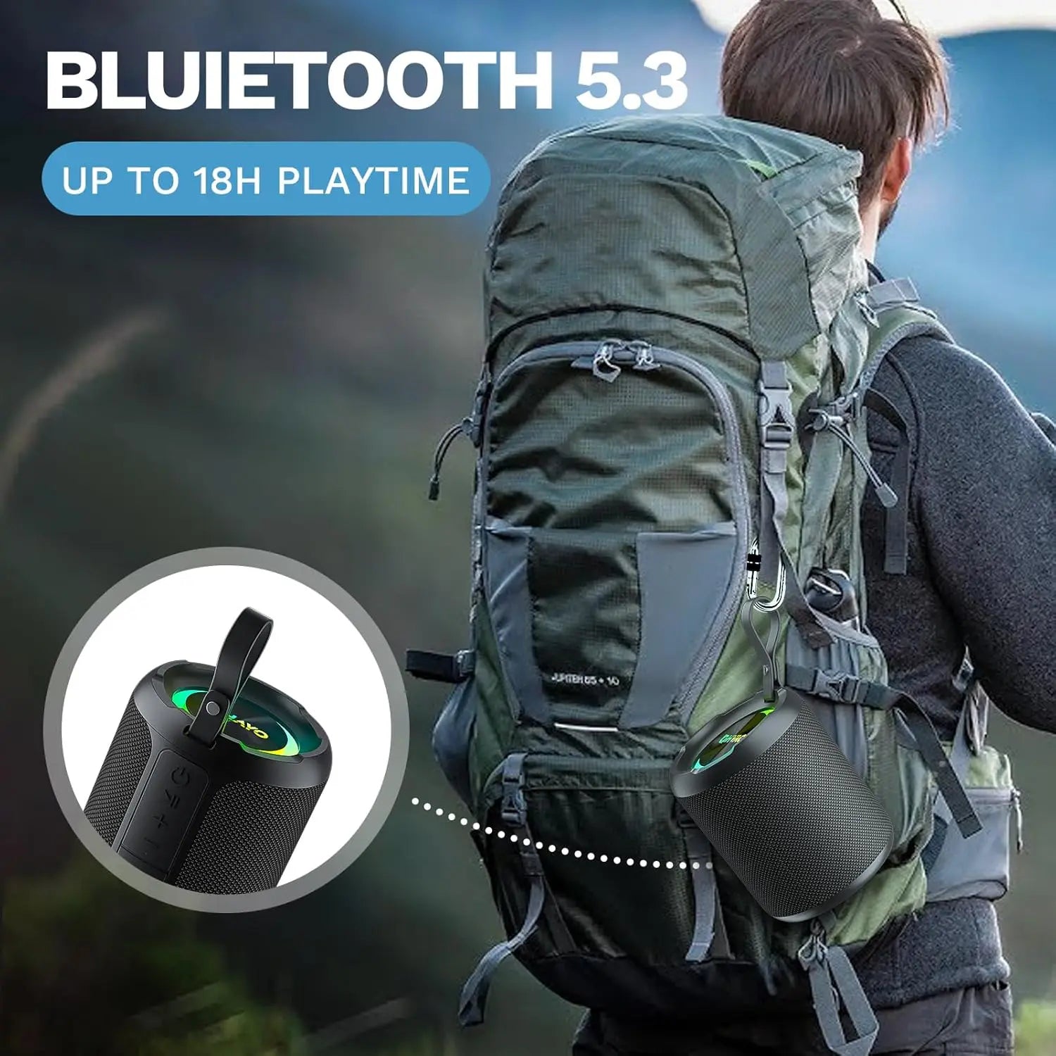 Ohayo Bluetooth Lautsprecher, IPX7 Wasserdichter Tragbarer Bluetooth Lautsprecher Laut mit Doppel-Schwingspule, Tiefbass, 40W 360° Klang