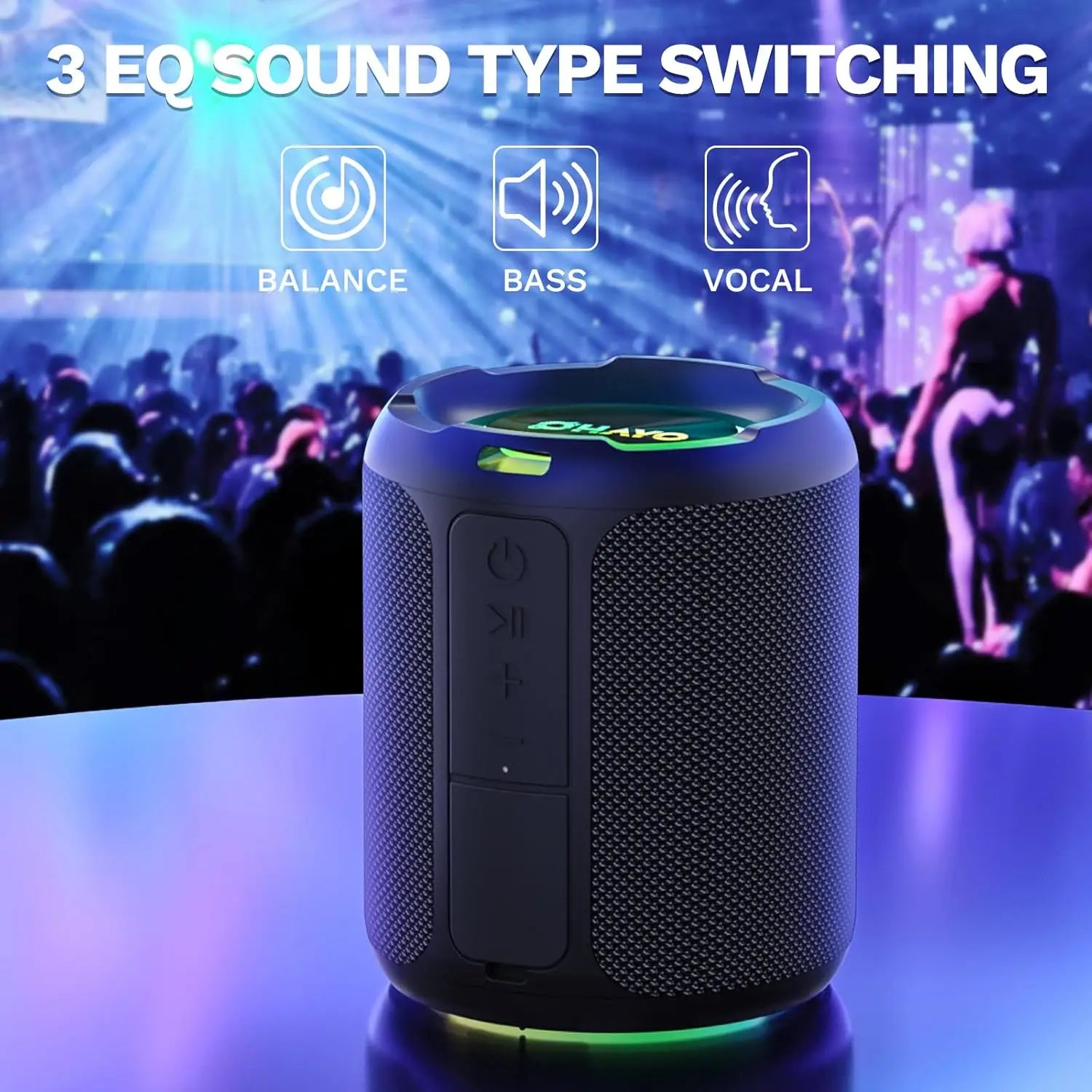 Ohayo Bluetooth Lautsprecher, IPX7 Wasserdichter Tragbarer Bluetooth Lautsprecher Laut mit Doppel-Schwingspule, Tiefbass, 40W 360° Klang