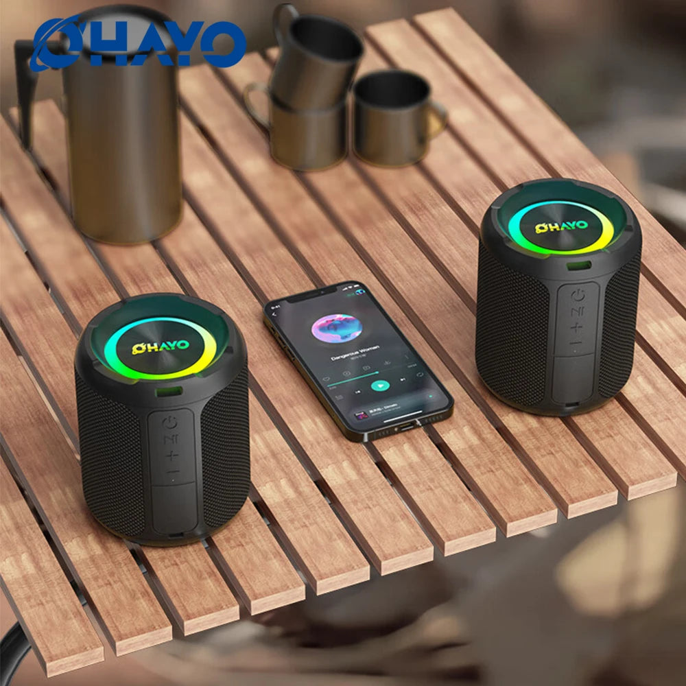 Ohayo Bluetooth Lautsprecher, IPX7 Wasserdichter Tragbarer Bluetooth Lautsprecher Laut mit Doppel-Schwingspule, Tiefbass, 40W 360° Klang